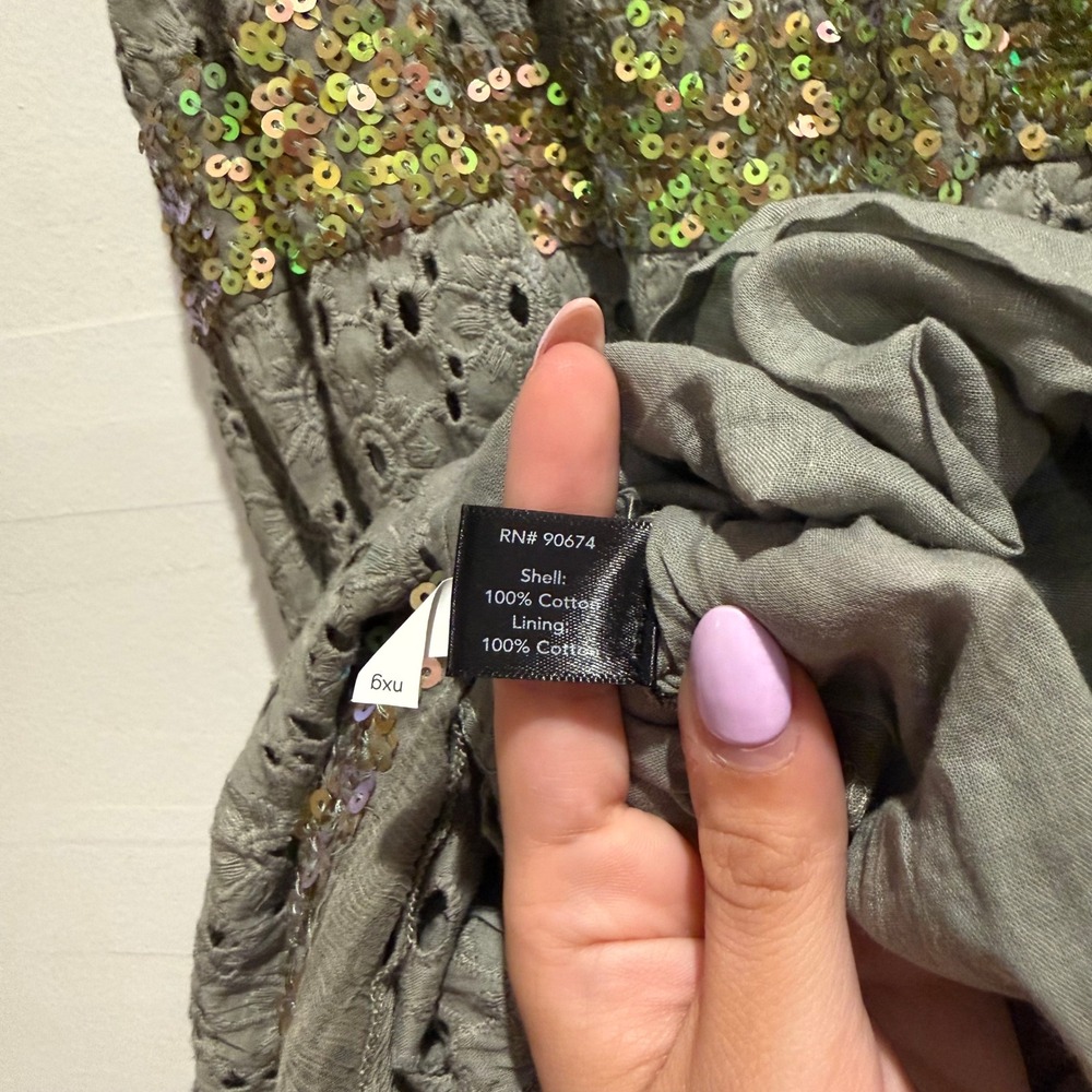 Boston Proper Olive Green Strapless Maxi Dress with Gold Accents - Picture 7 of 7